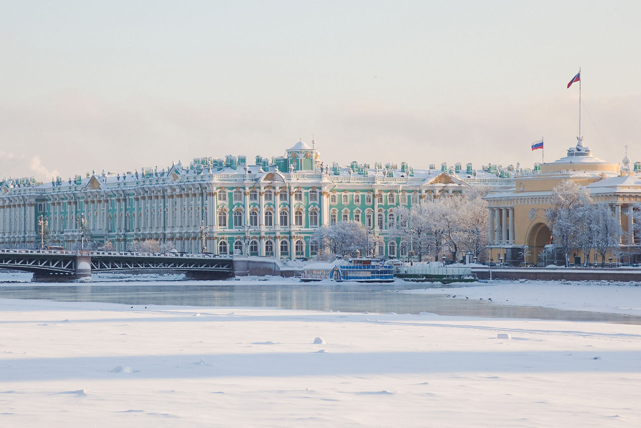 Winter Palace near the Neva River in St. Petersburg, Russia