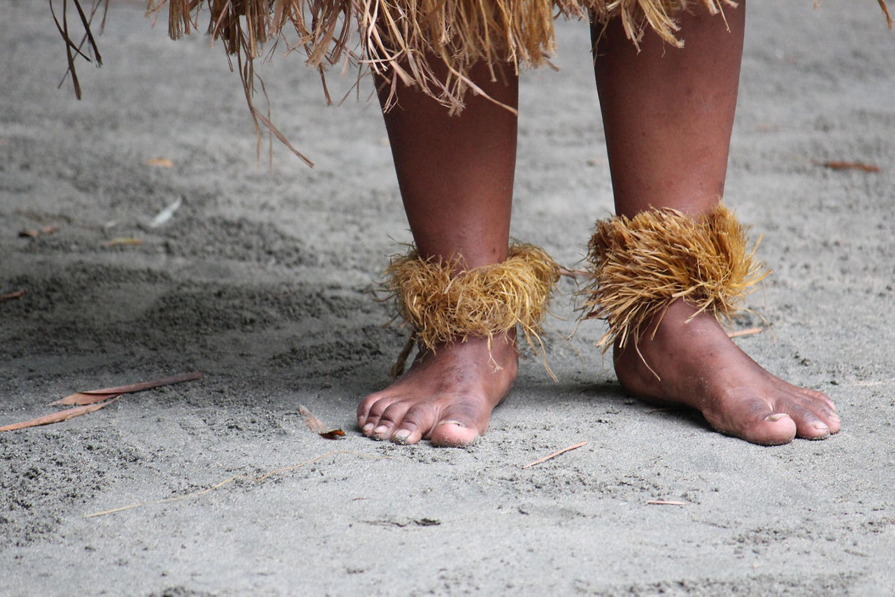 A Fijian man dancing