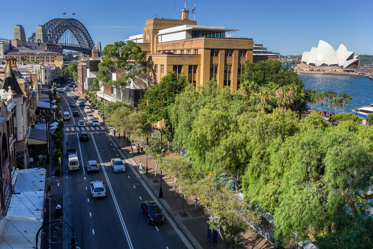 Street view of The Rocks in Sydney, Australia