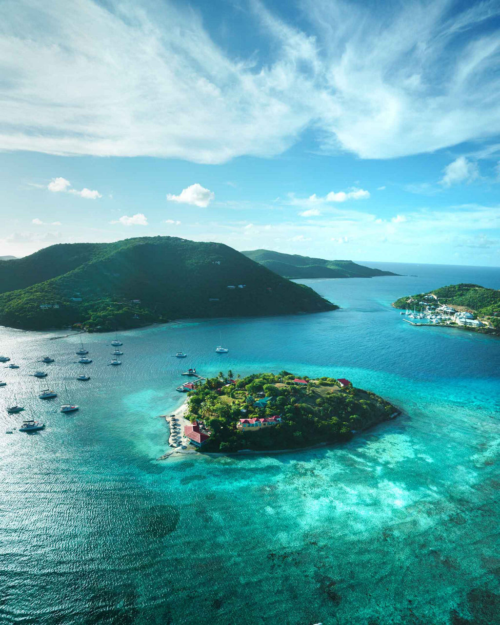 Aerial View Island with Mountains, Tortola, British Virgin Island