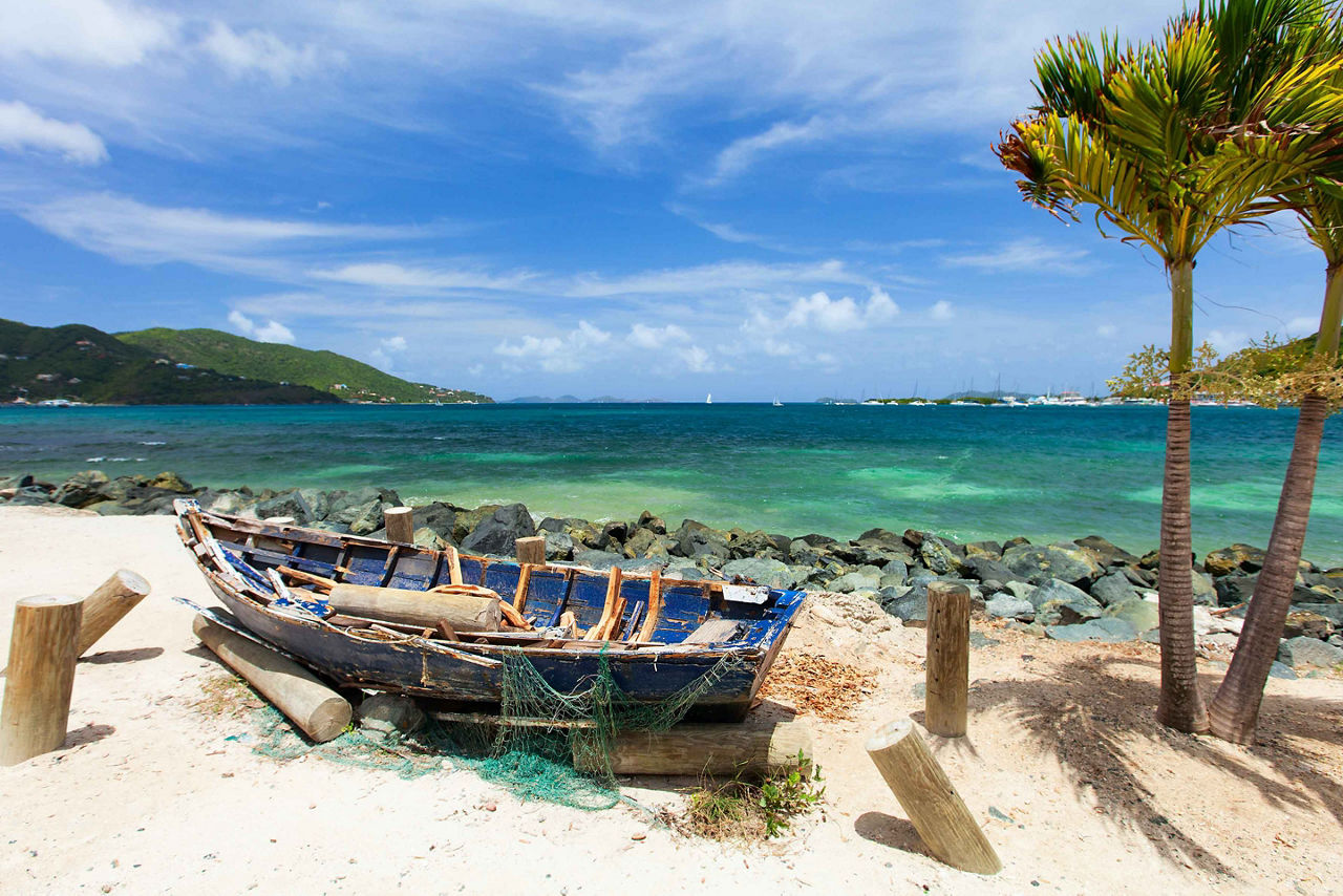 Small Boat On Shore, Tortola, British Virgin Island 