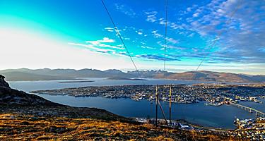 View of Tromso, Norway from Storstein Mountain