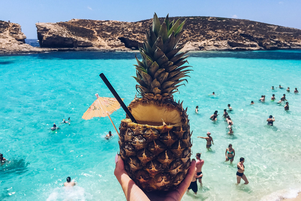 Malta Beach Pineapple Cocktail Sun 