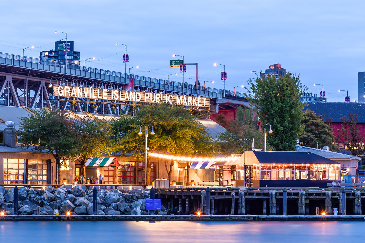 Granville Island sign welcomes visitors to Vancouver’s vibrant waterfront arts district. - Vancouver, British Columbia