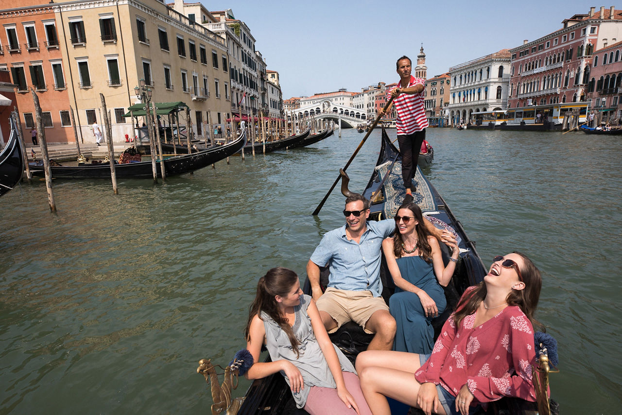 Italy Venice Family in Gondola 