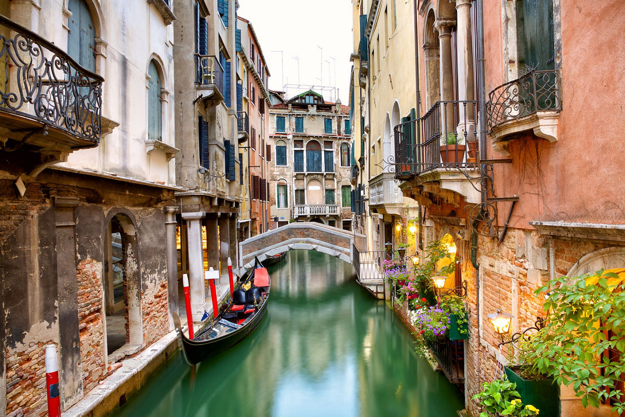 Italy Venice Waterway Gondolas