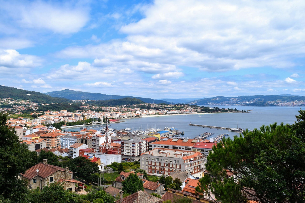 Vigo, Spain, Hilltop city view
