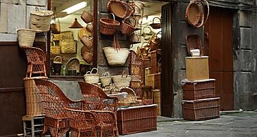 A store in Vigo, Spain that sells wicker baskets and goods