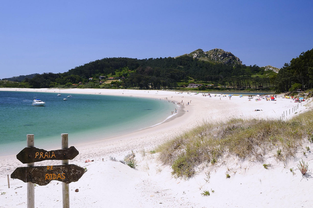 A beach in Cies Islands in Spain