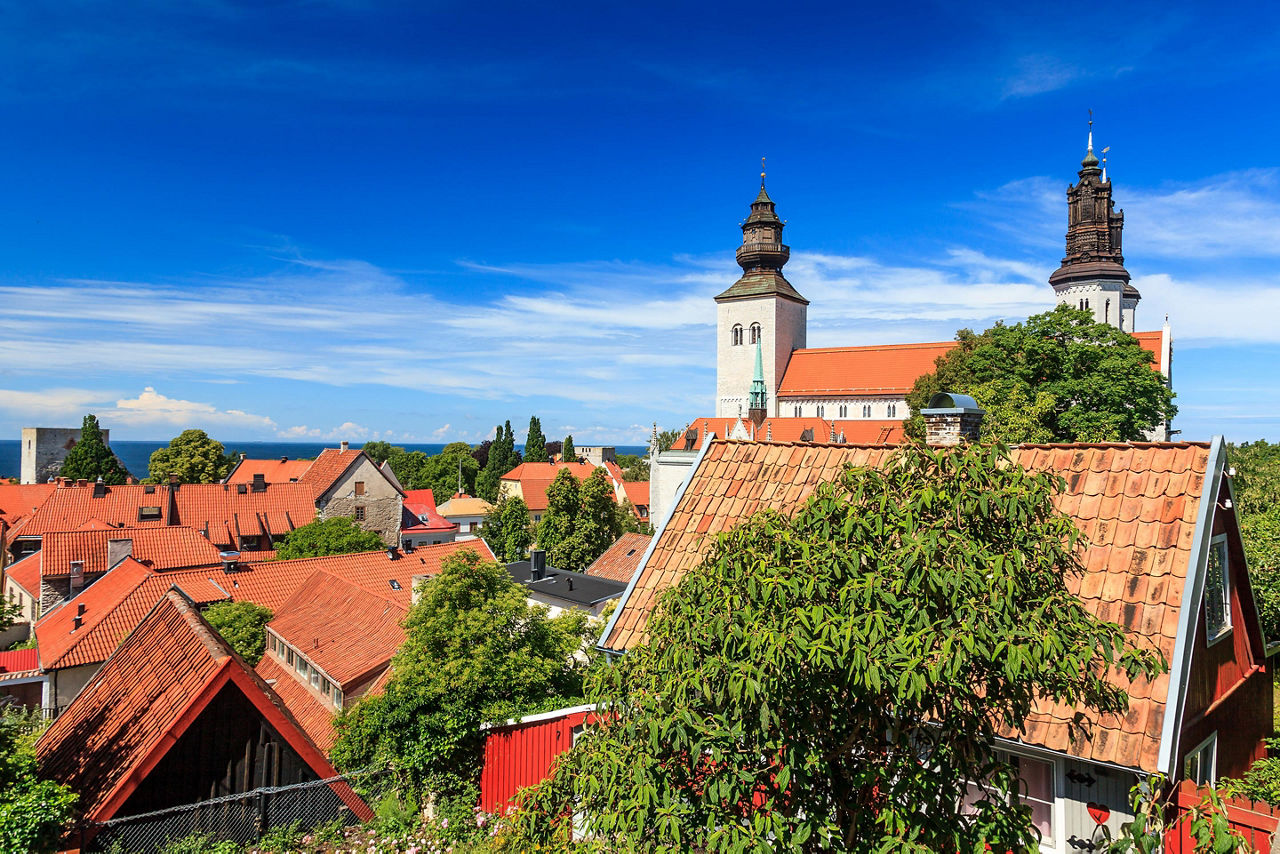 Visby, Sweden, View of the building rooftops