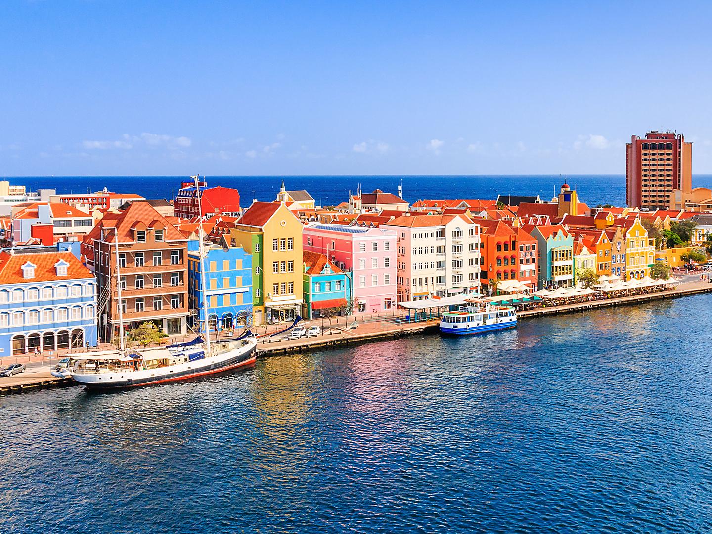 Colorful buildings along the coast, Willemstad, Curacao