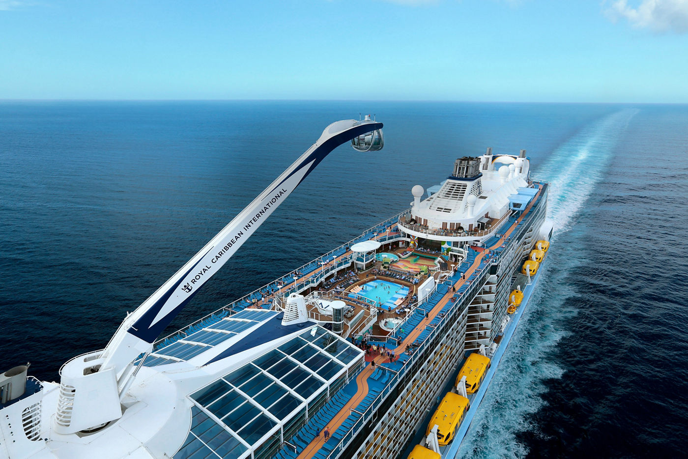 Anthem of the Seas with the North Star capsule above the ship