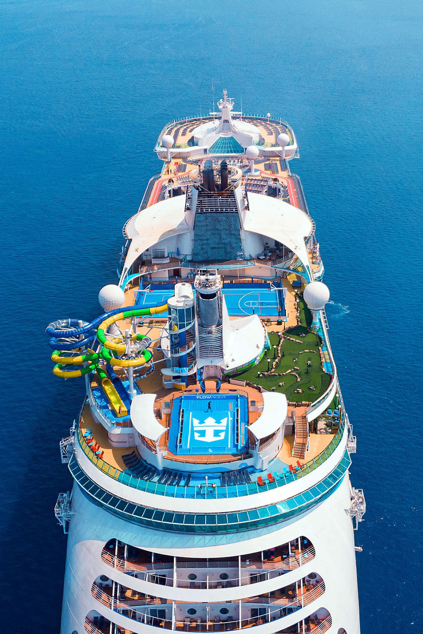 Voyager of the Seas aerial top view