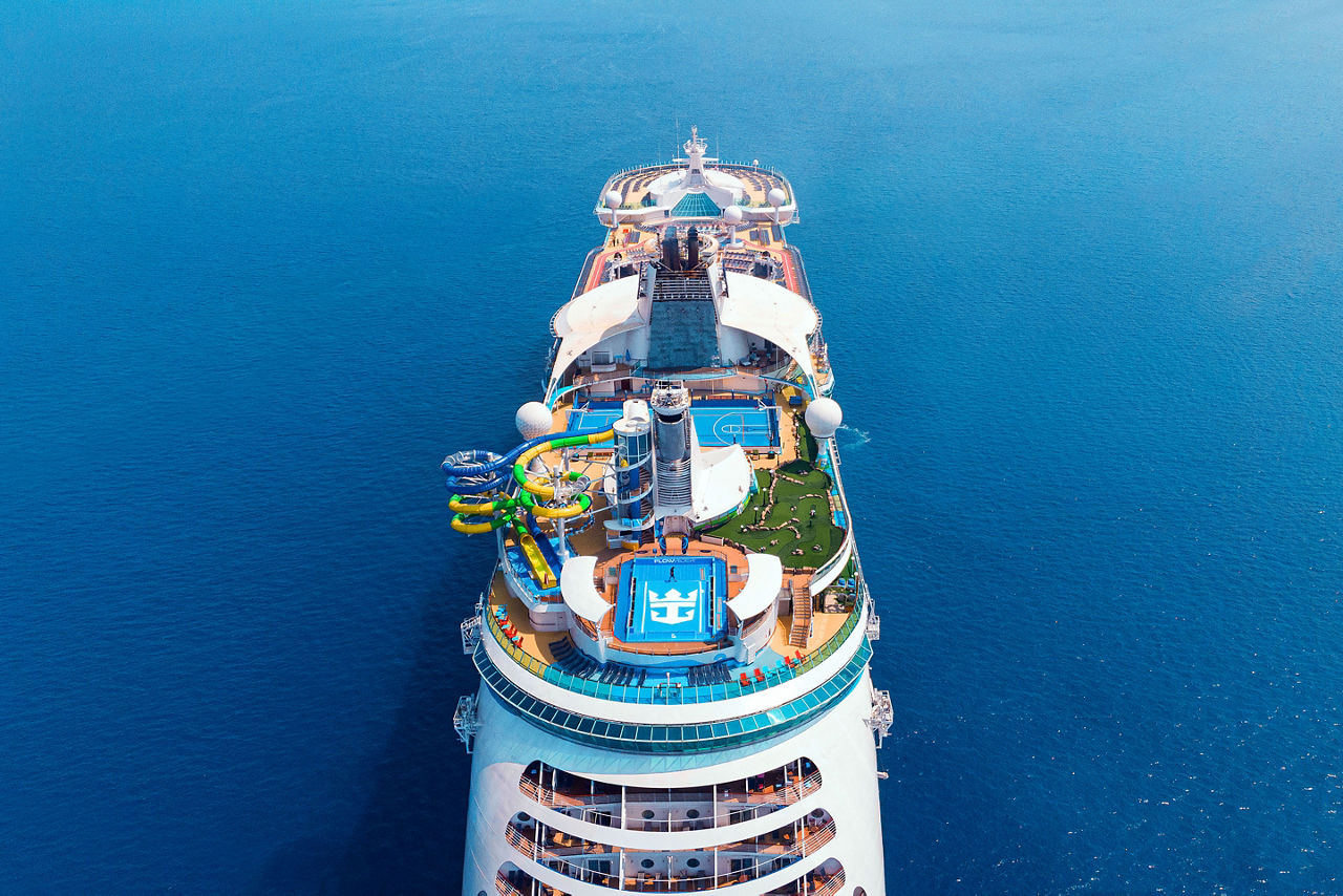 Voyager of the Seas aerial top view