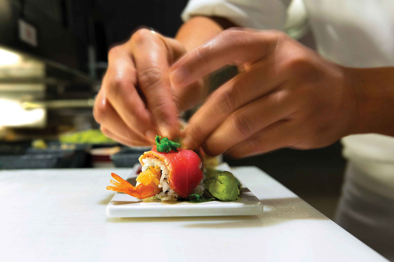 Sushi Making Class Chef Preparing Roll