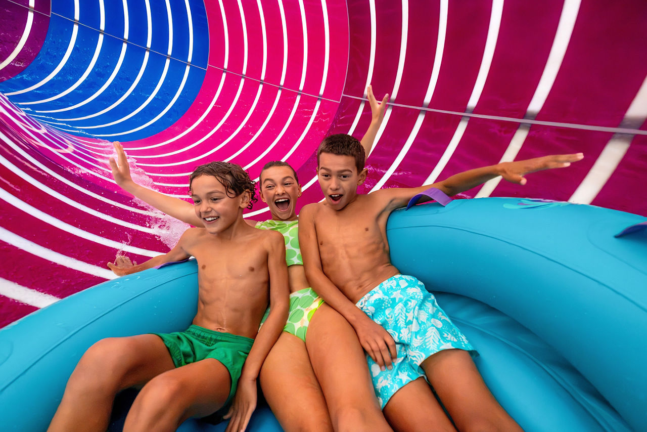 Kids at Hurricane Hunter Water Slide at Category 6 Waterpark