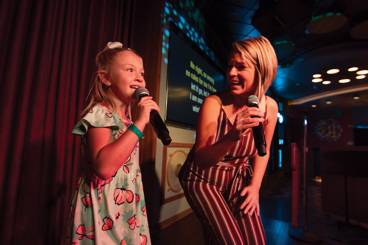 Oasis of the Seas Spotlight Karaoke Mom and Daughter Stage Singing