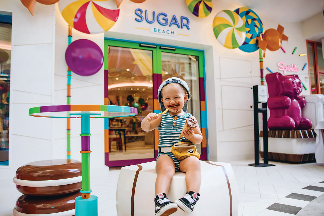 Oasis of the Seas Sugar Beach Baby Eating Ice Cream