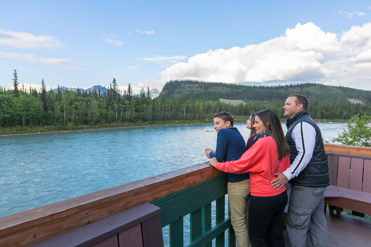 Alaska Denali Park Village Family Overlooking Landscape Cruise Tours