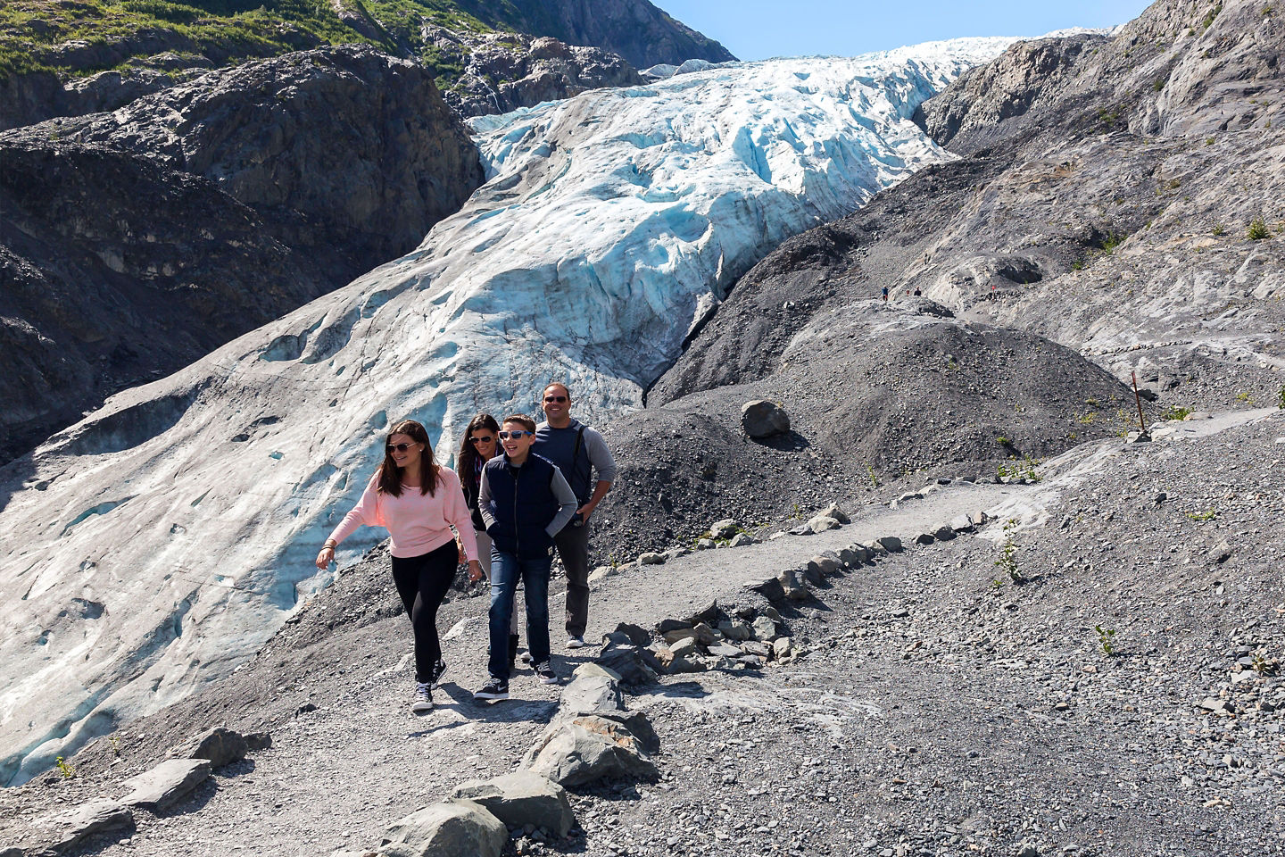 Visitors walking along Exit Glacier trails. - Seward, Alaska