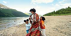 Mother and Daughters by the Beach with Blanket, Juneau, Alaska