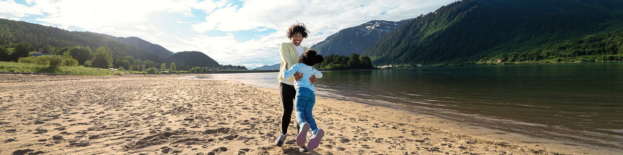 Mother and Daughter Enjoying the Beach, Juneau, Alaska