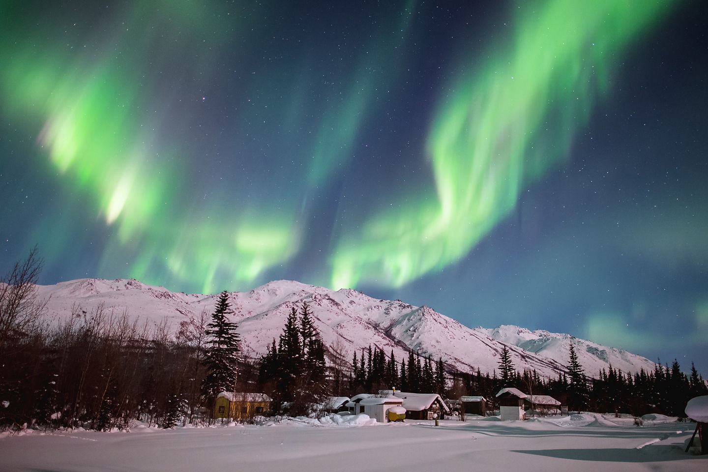 Northern lights sweep across the night sky. - Sitka, Alaska