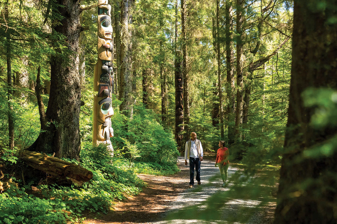 senior couple walking on trail, Sitka, Alaska
