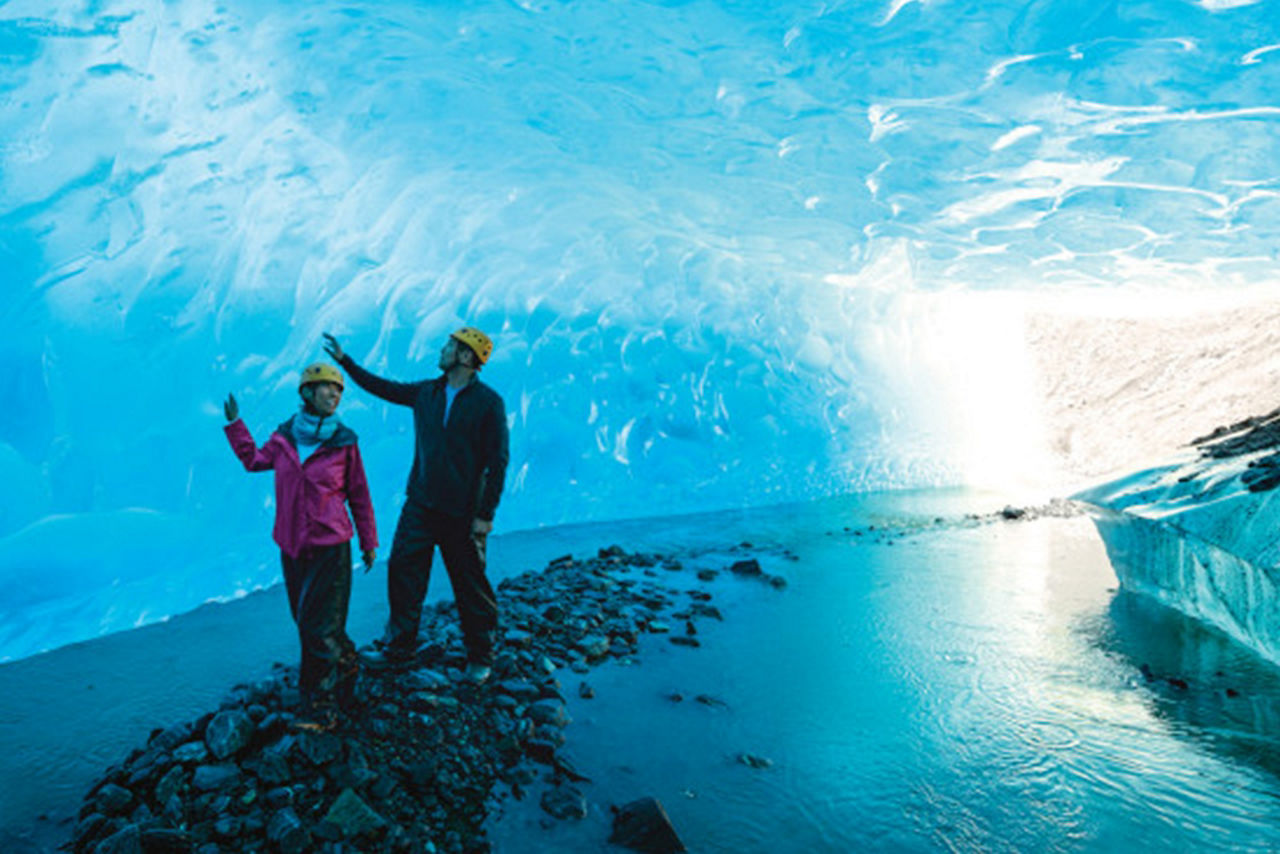 Couple Exploring a Glacier, Juneau, Alaska