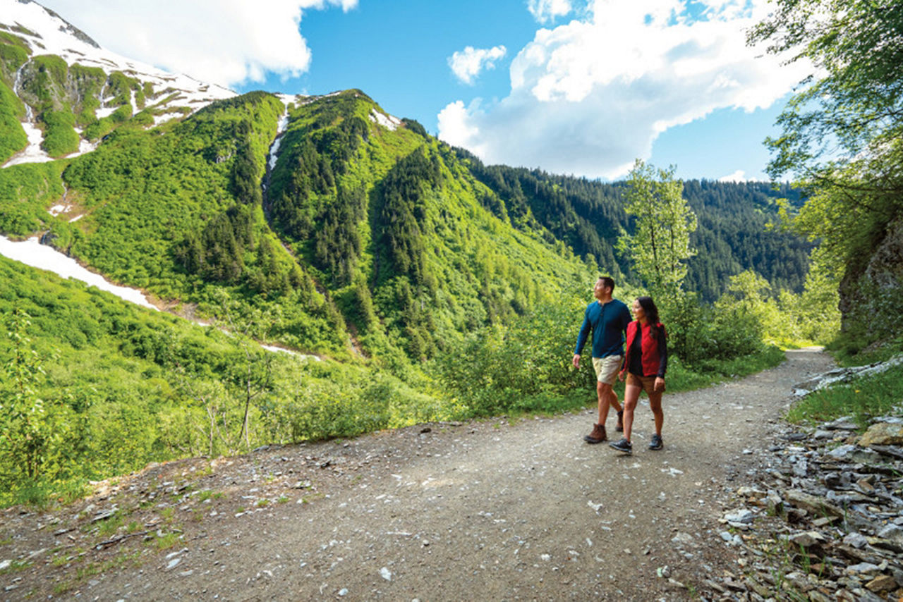 Couple on a Hiking Trail, Juneau, Alaska