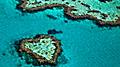 Aerial view of heart reef on a Great Barrier vacation. Australia