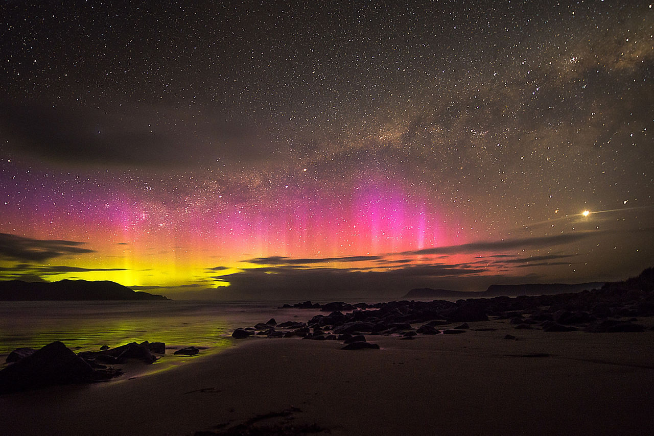 Aurora australis, Cloudy Bay, Tasmania