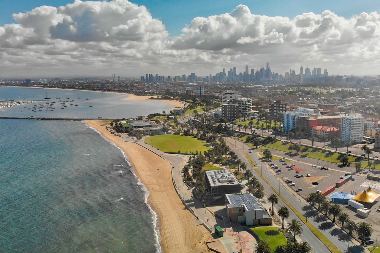 St Kilda aerial view, Victoria, Australia