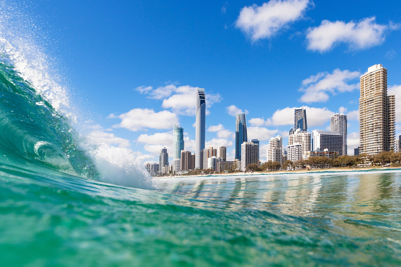 Wave in Surfers Paradise on the Gold Coast. Australia