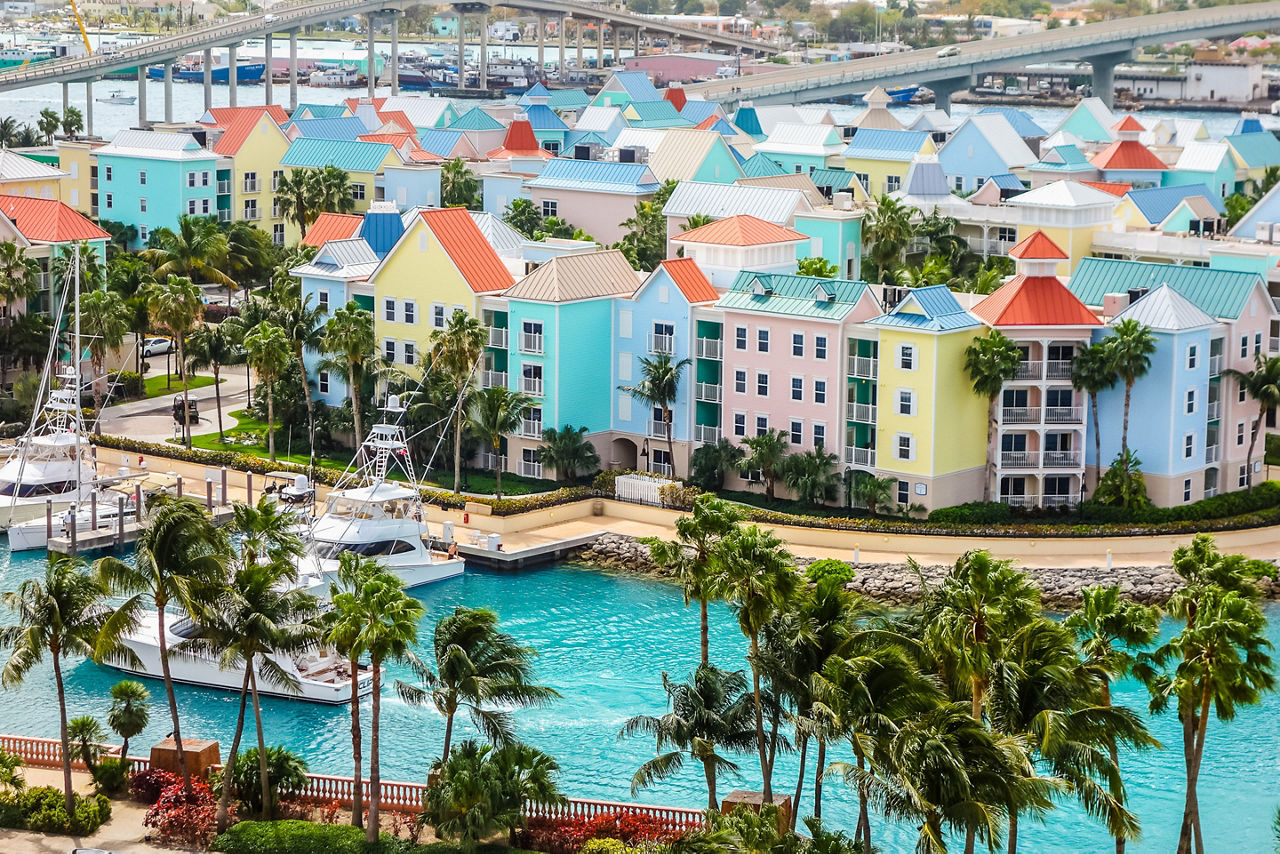 Bahamas Nassau Port Colorful Townhouses