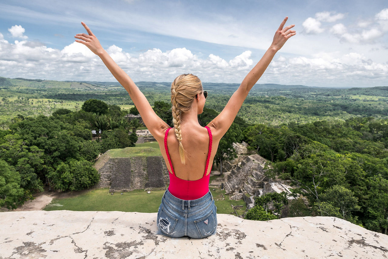 Belize Woman On Top of Ruins