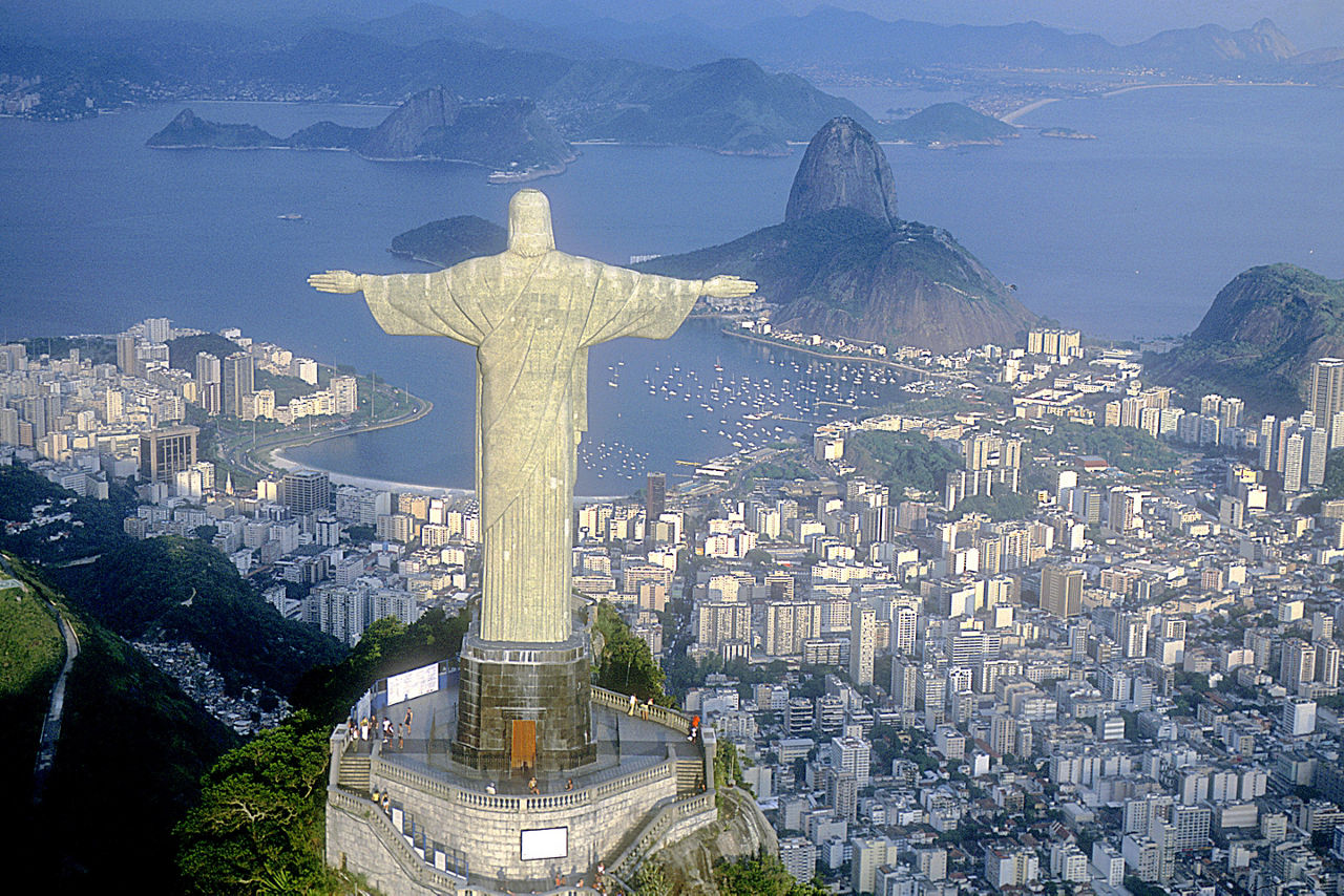 View of Christ the Redeemer with the city of Rio de Janeiro, Brazil. South America.