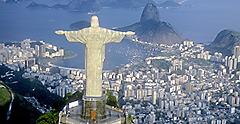 View of Christ the Redeemer with the city of Rio de Janeiro, Brazil. South America.