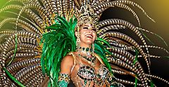 Woman in green Samba Carnival costume. Brazil.