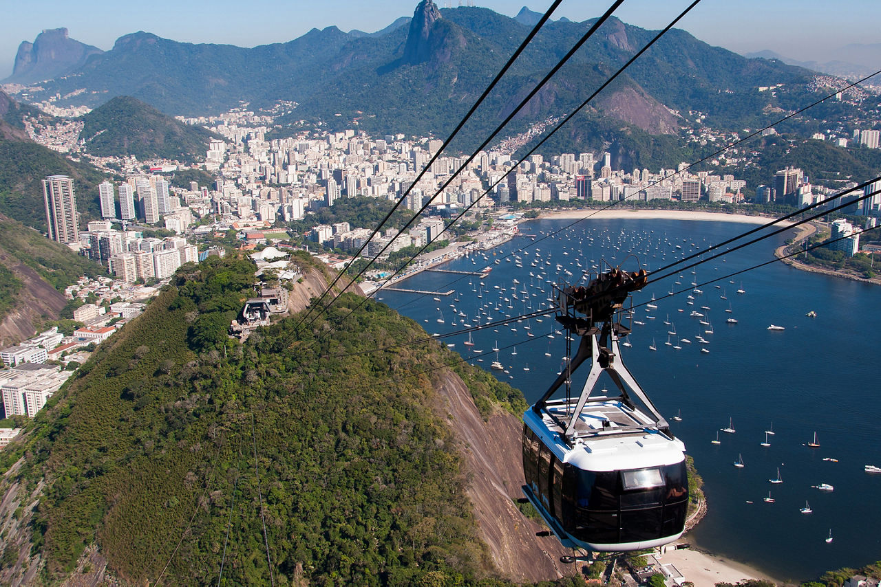 Cable Car to the Sugarloaf Mountain in Rio de Janeiro. Brazil.