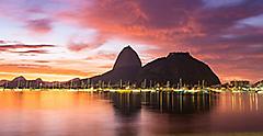 Sunrise view of Rio de Janeiro with mountain Sugar Loaf. Brazil.