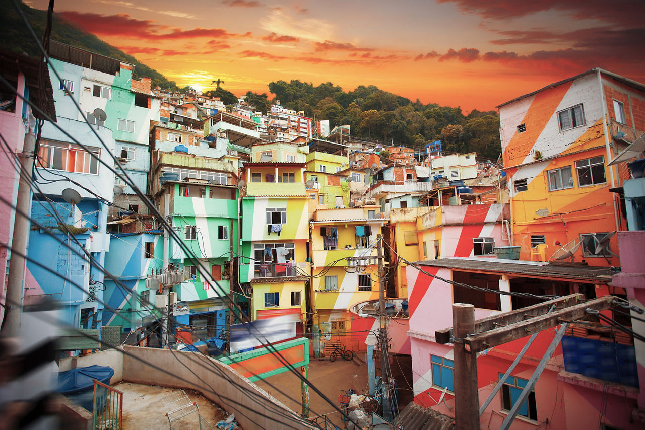 Rio de Janeiro downtown and favela. Brazil.
