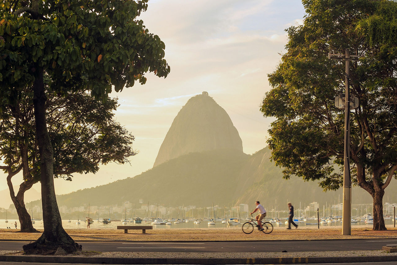 Sunrise view of Rio de Janeiro with mountain Sugar Loaf. Brazil
