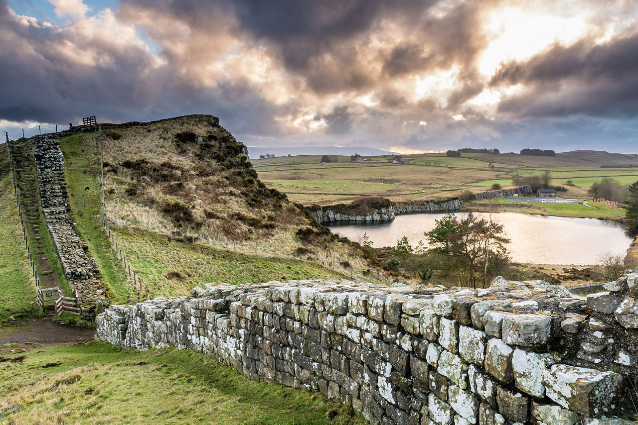 Visiting the famous Hadrian's Wall landmark. British Isles