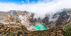 Emerald lake in the crater of the Irazu Volcano. Costa Rica.