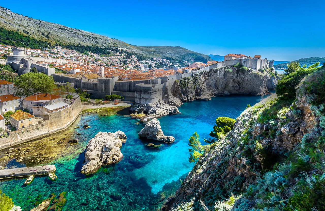 Cityscape Walls and Coastline in Dubrovnik, Croatia