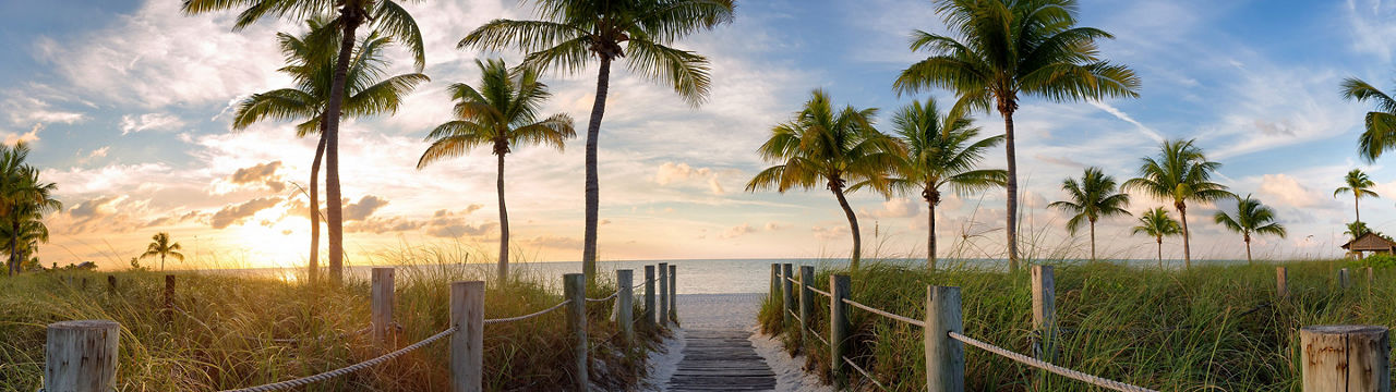 Sunset Walking Pathway to Florida Beach