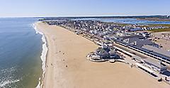 Hampton Beach aerial view of Smuttynose Brewing. Northeast America.