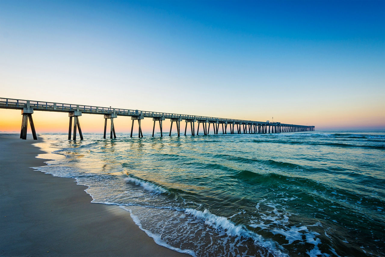 Sunrise at Miller County Pier in Panama City Beach. Florida.