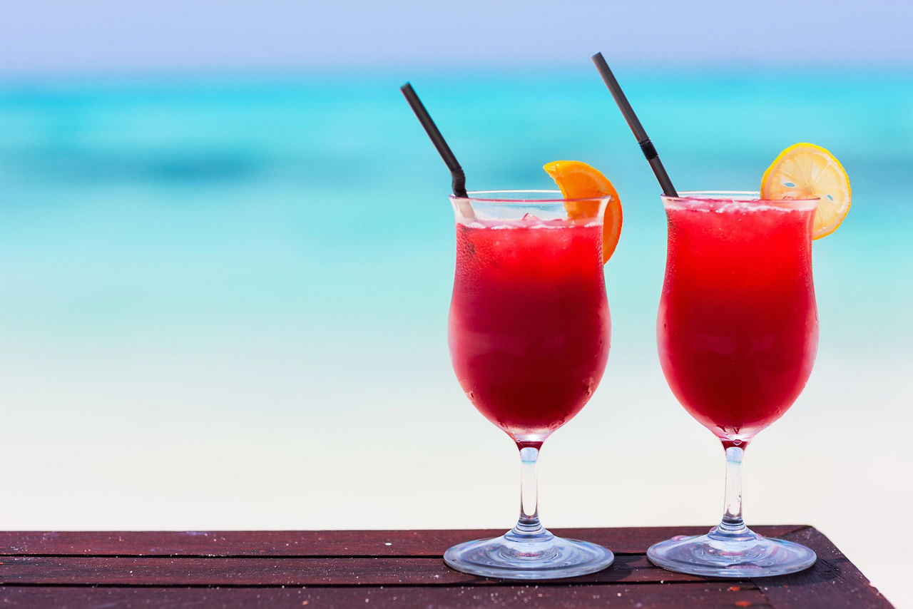 Bahama Mama Rum Cocktail on a Beach